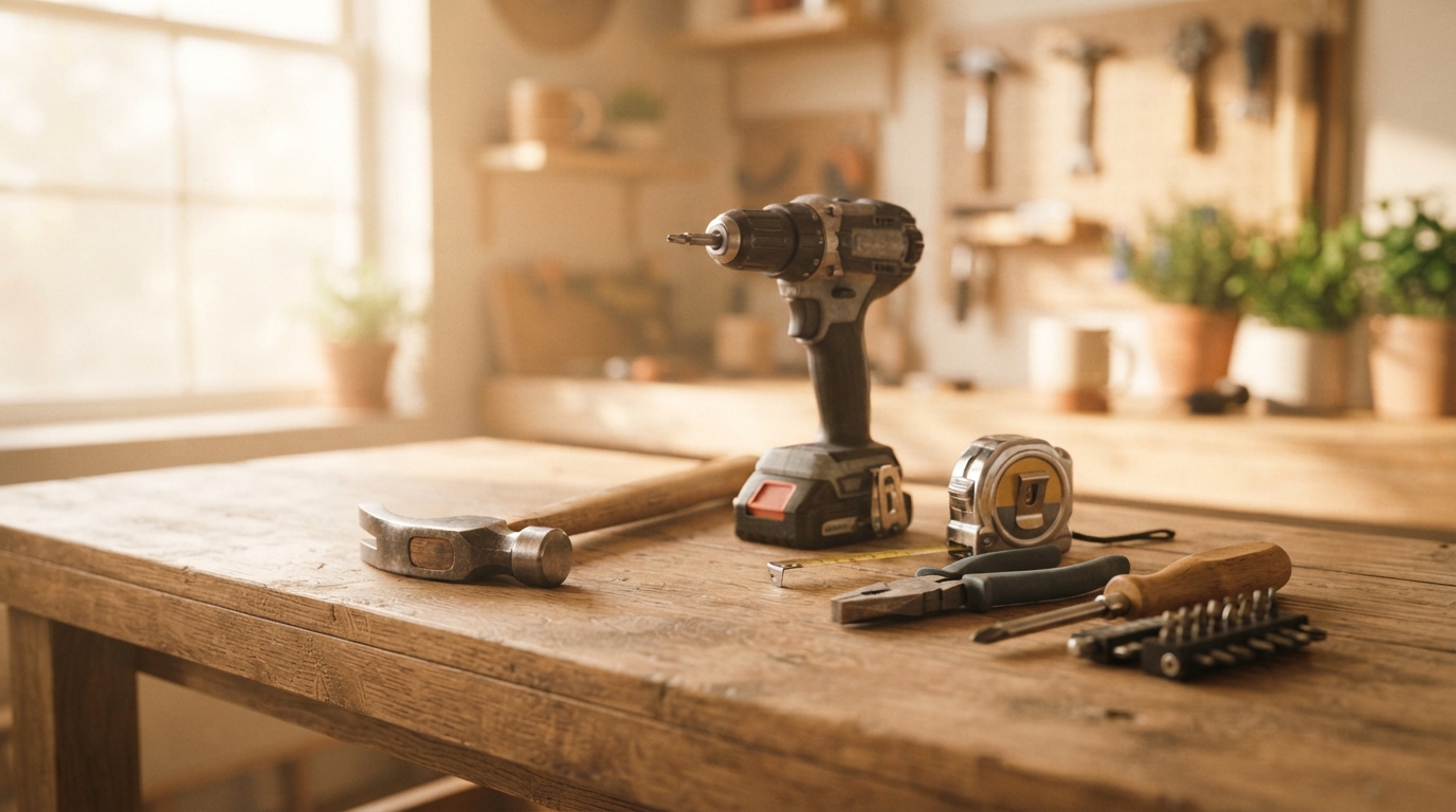 Editorial illustration for Five Tools to Buy First: The Starter Toolkit Every New Homeowner Actually Needs