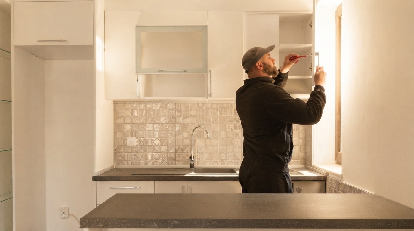Homeowner meticulously planning a kitchen renovation, surrounded by design plans and renovation materials, showcasing the importance of upfront planning.