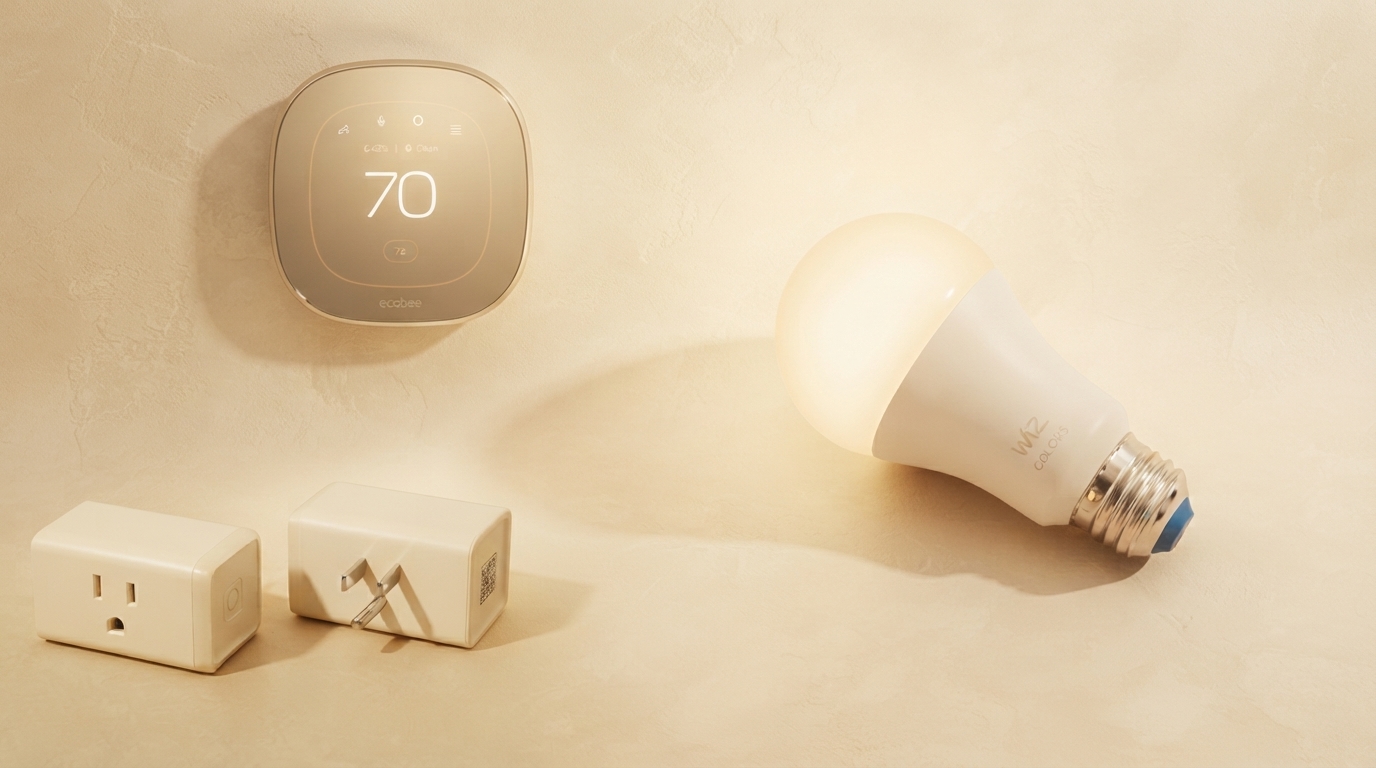 Editorial illustration for Smart Thermostats, Lighting, and Plugs: Which Energy-Saving Devices Deserve Your Money First?
