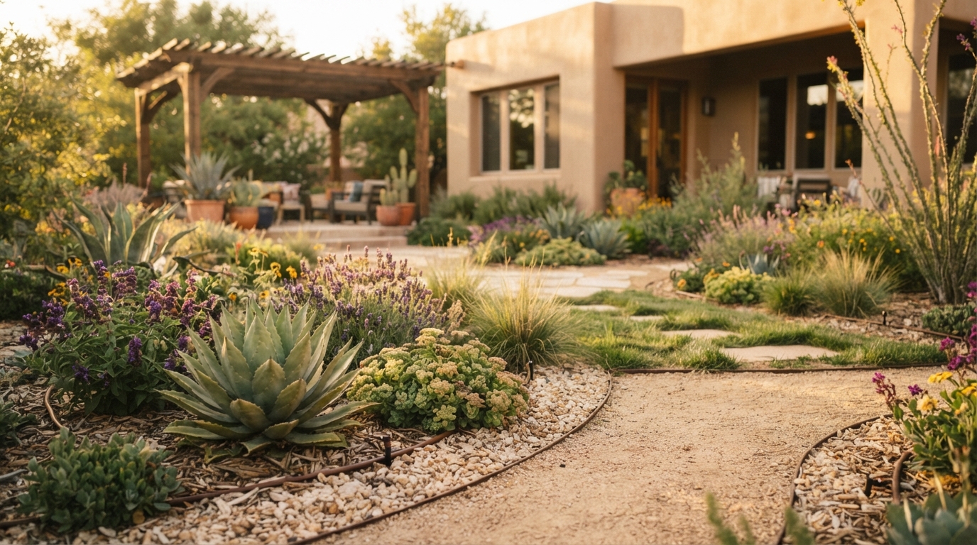 Editorial illustration for The Seven Principles of Xeriscaping: A Homeowner's Framework for a Water-Wise Garden
