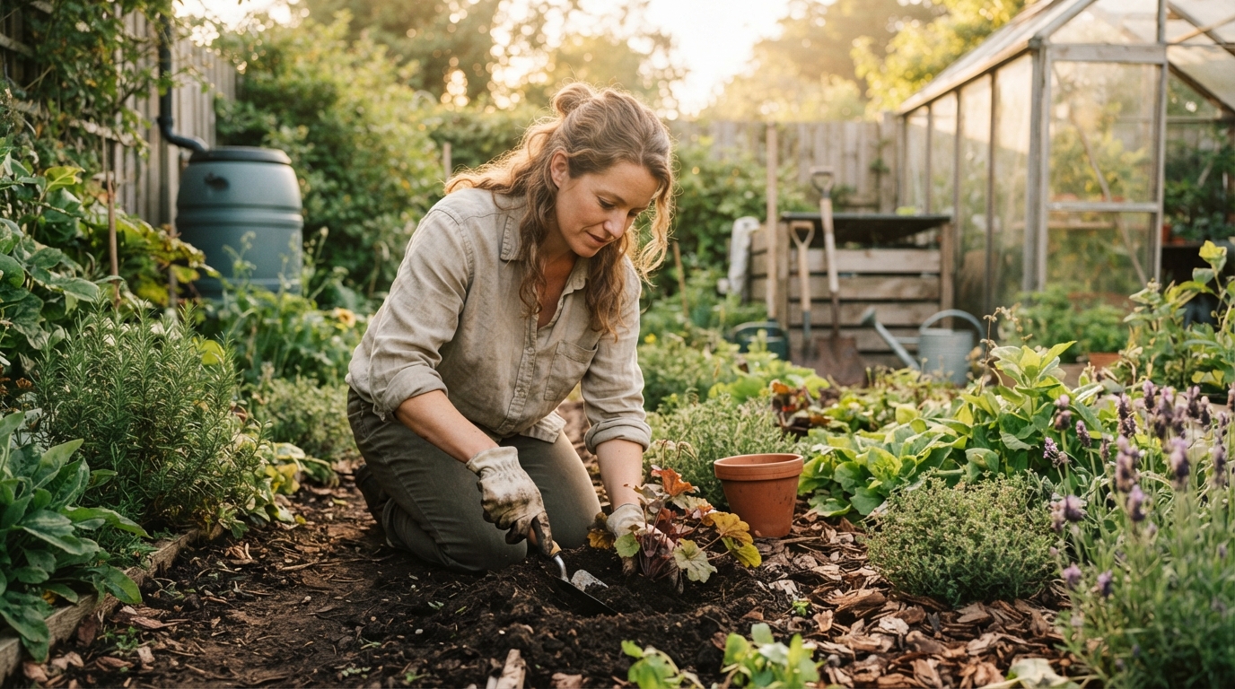 Editorial illustration for The Sustainable Gardening Checklist: Four Principles for an Eco-Friendly Garden