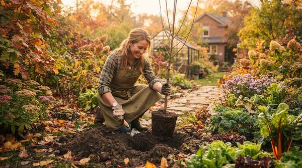 Editorial illustration for Why Fall Is the Ideal Season for Planting Trees, Shrubs, and Vegetables